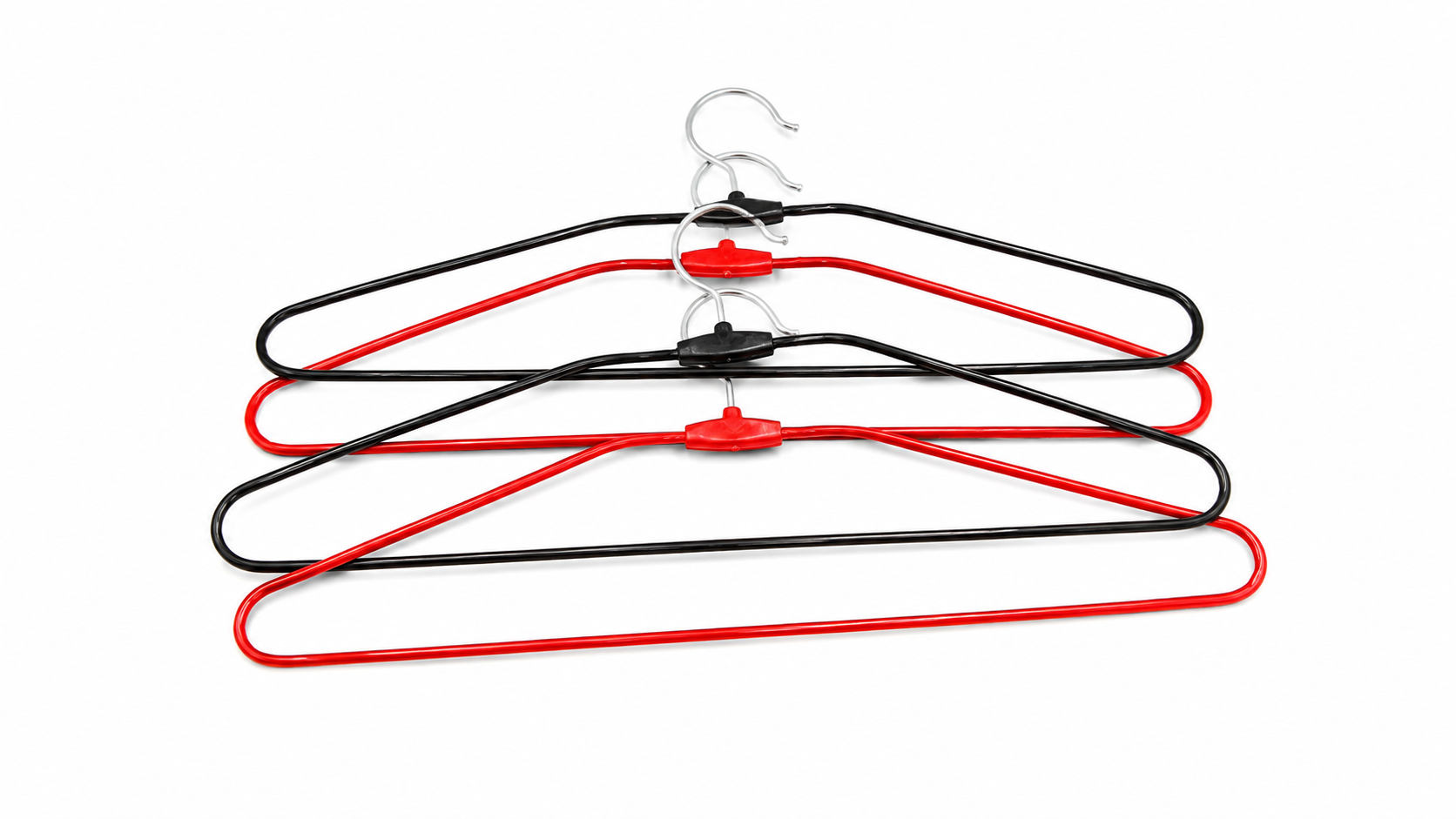 "Vibrant Metal Wire Hanger Set – Durable Red and Black Clothes Organizers"