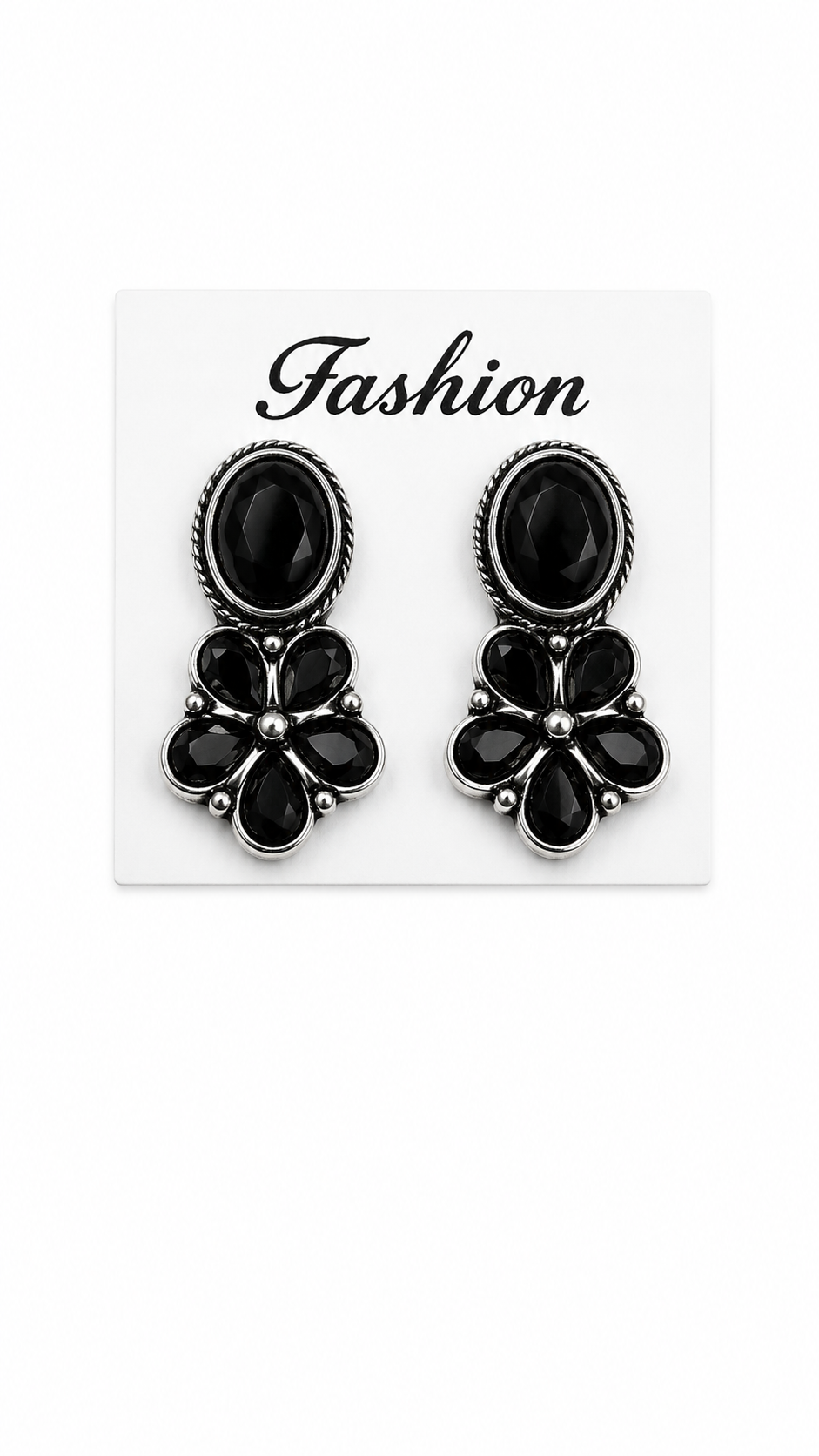 Midnight Blossom Black Gemstone Earrings