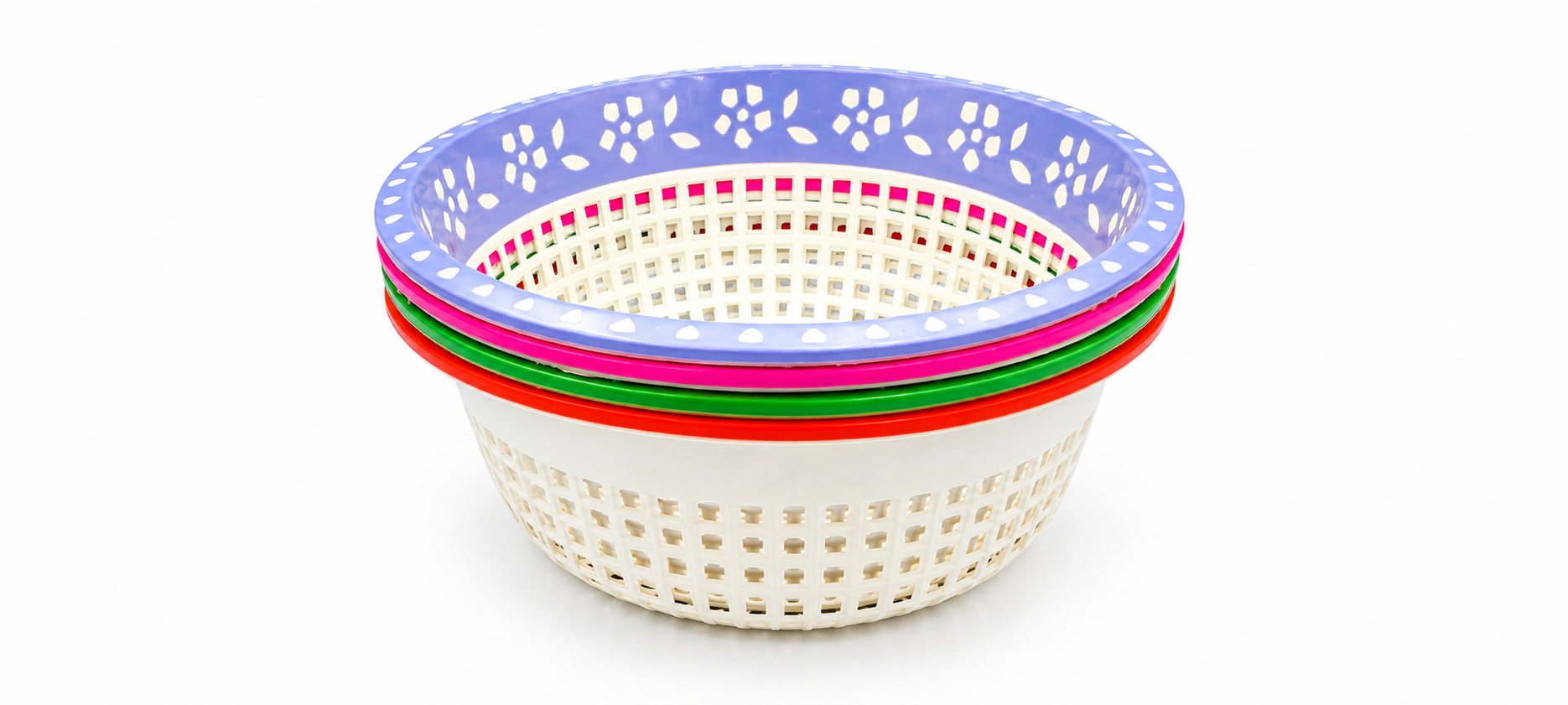 Colorful Floral Ventilated Kitchen Strainer Baskets Set - Multi-Purpose Storage and Washing Bins