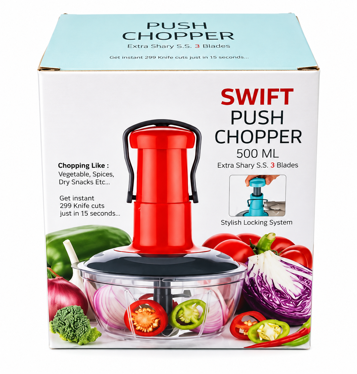 SpeedChop Turbo Push Food Processor - 650ml Stainless Steel Blade Chopper